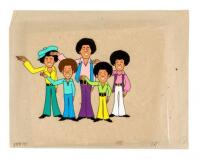 Hand-painted production cel of the five brothers in the Jackson Five