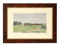 Original watercolor sketch of Seminole Golf Club from the Fourth Green, Evening Light