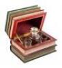 Decanter Set in faux leather book-style case