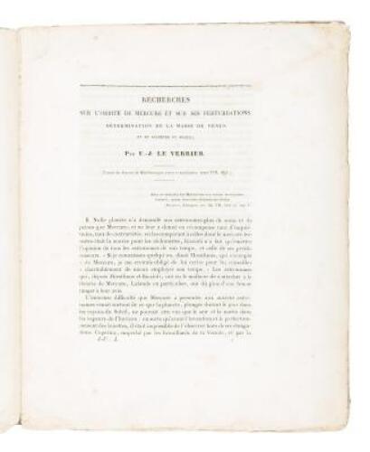 Recherches sur l'orbite de Mercure et sur ses perturbations. Détermination de la masse de Venus et du diamètre du soleil (caption title)