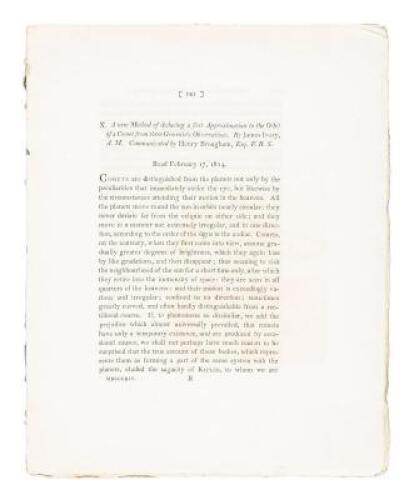 A new method of deducing a first approximation to the orbit of a comet from three geocentric observations