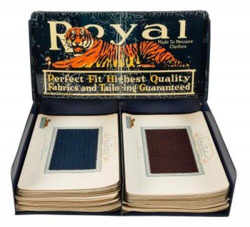 Royal Tailors Trade Display. Tin lithograph display case, with fabric samples.
