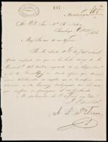 Manuscript letter signed by Antonio Lopez de Santa Anna as President of Mexico, to Jose D. M. Natera