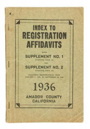 Index to Registration Affidavits... 1936 Amador County California