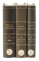 Three articles by Albert Einstein, in three volumes of Annalen der Physik