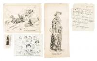 Three original pen and ink drawings by H.O. Rawson