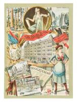 Chromolithographed flyer/program for the theatre at the Baldwin Hotel, with images of the San Francisco hotel and California landmarks on the outside pages