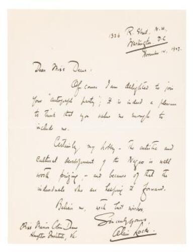 Alain Locke letter, Father of the Harlem Renaissance, passion for ...