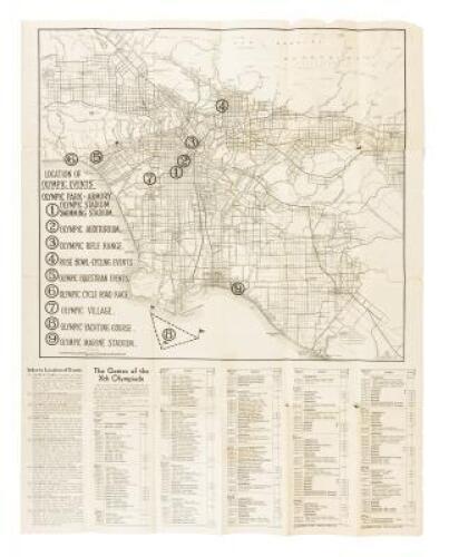 MAP Showing Locations Of Olympic Events In Los Angeles County / Game Of The Tenth Olympiad…July 30 To August 14, 1932 / Distributed By Los Angeles County Chamber Of Commerce