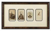 Carte-de-visite portraits of Abraham Lincoln, William Tecumseh Sherman, Ulysses S. Grant, and Thomas J. "Stonewall" Jackson, framed together