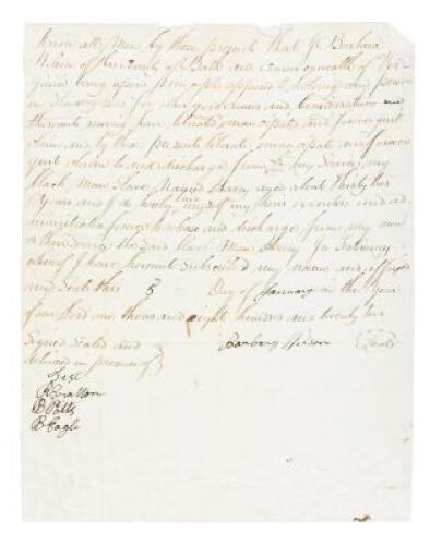 'Insane' anti-slavery Virginia woman, unique slave emancipation Document