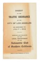 Digest of the Traffic Ordinance of the City of Los Angeles as Amended to July 1, 1916 (wrapper title)