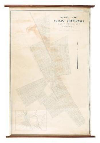 Map of San Bruno San Mateo County California 1915. Scale 1 in. 200 ft. Eric Wold C.E.