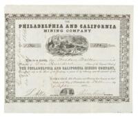 Certificate for 100 shares in the Philadelphia and California Mining Company