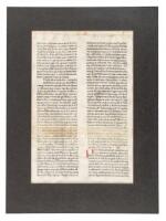 Leaf from the 1462 Fust and Schoeffer Bible printed on vellum