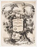 Elaborate lithographed membership certificate of D. Hoffman Burroughs in the Society of California Pioneers