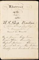 Abstract of the Cruise of the U.S. Ship Boston - manuscript sailor's diary kept aboard the U.S. Ship Boston between 1840-1842