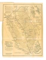 Parker Map of Motor Routes between San Francisco and Los Angeles, also Sacramento, Reno, Lake Tahoe, Yosemite Valley, and other Sierra points