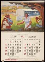 Calendario 1963 - Mexican calendar with art by Salvador Almarza Lopez