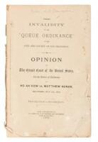 The Invalidity of the “Queue Ordinance” of The City And County of San Francisco: Opinion of The Circuit Court of The United States...in Ho Ah Kow Vs. Matthew Nunan