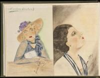 Collection of 49 autograph letters in Spanish, nearly all adorned with original portrait drawings of women by Juana L&oacute;pez, teenage artist and writer