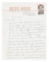 Letter written by the famous Black professional boxer – for ten years, Light Heavyweight Champion of the World – just after he had retired from sports.