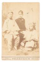 Cabinet Card photograph - Caucasian woman with two Chinese children in elegant "native" dress