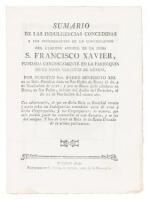 Sumario de las indulgencias concedidas a los congregantes de la congregacion del glorioso apostol de la India S. Francisco Xavier, fundada canonicamente en la parroquia de la Santa Veracruz de Mexico, por nuestro Smô. Padre Benedicto XIII...