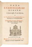 Taxa s. cancellariae Romanae. In lucem emissa, & notis illustrata... Accedit Index Latino Barbarus, Cum Indice Titulorum, Rerum & Verborum