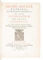 Jacobi Menteli, Patricii, Castro-Theodoricensis, De Vera Typographi&aelig; Origine Par&aelig;nesis