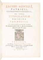 Jacobi Menteli, Patricii, Castro-Theodoricensis, De Vera Typographiæ Origine Parænesis