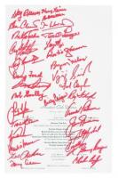 Menu from the 2001 Masters Club Dinner, signed by many champions