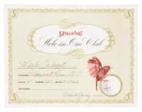 Certificate for the Spalding Hole-in-One Club