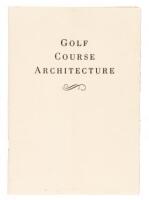 Golf Course Architecture