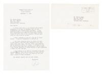 Typed Letter Signed from Bobby Jones to Walter Hagen, wishing him a happy 73rd birthday