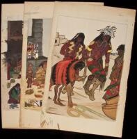 Three watercolors of American Indians