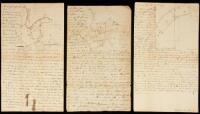 Three manuscript surveys of land in Kentucky, signed by John Crooke, each with sketch map