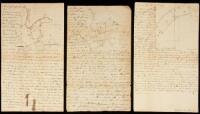 Three manuscript surveys of land in Kentucky, signed by John Crooke, each with sketch map