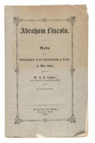 Abraham Lincoln: Rede Bei Der Gedachtnifeier in Der Dorotheenkirche Zu Berlin, 2. Mai 1865