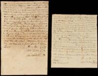 Two manuscript documents signed by Henry Lee and others relating to financial and legal obligations