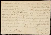 Manuscript notice written and signed by Henry Lee, addressed to defendants, that he will be conducting a survey in a land ownership case
