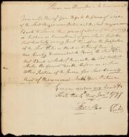 Manuscript warrant signed by Thomas Sloo as justice of the peace, for the search of the premises of an African American man and woman