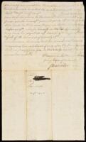 Manuscript legal complaint signed by Benjamin Sutton, a licensed ferryman, accusing one James Edwards of ferrying people across the Ohio River without proper authorization