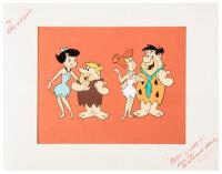 Animation cel featuring the four main Flintstones characters