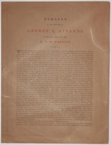 Remarks on the Character of George L. Sterns, At Medford, April 14, 1867