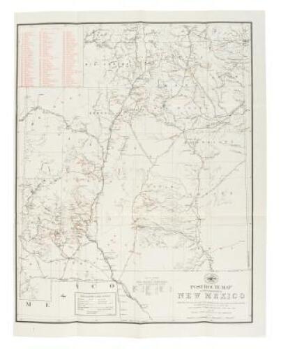 Post Route Map of the Territory of New Mexico: Showing post offices with the intermediate distances and mail routes in operation on the 1st of June 190. Also railways under construction June 30th, 1901 and the several mining districts of the territory