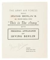 Signed program from a production of his all-soldier musical show, "This is the Army"