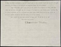Typed Letter, signed from Charmian London to M.L. Herman