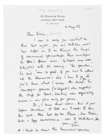 Manuscript letter from Eric Ambler to Julian Symons