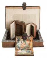 Large book safe made from 18th century folio, with three smaller book safes contained within, all bound in contemporary leather